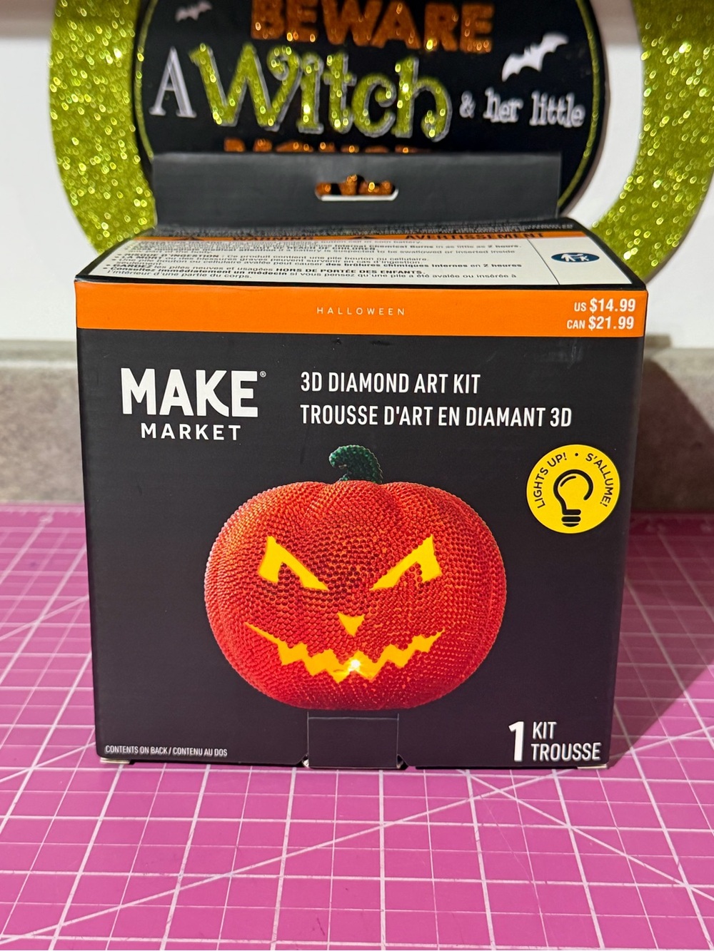 Make Market Halloween Pumpkin 3D Diamond Art Kit in Orange and Yellow